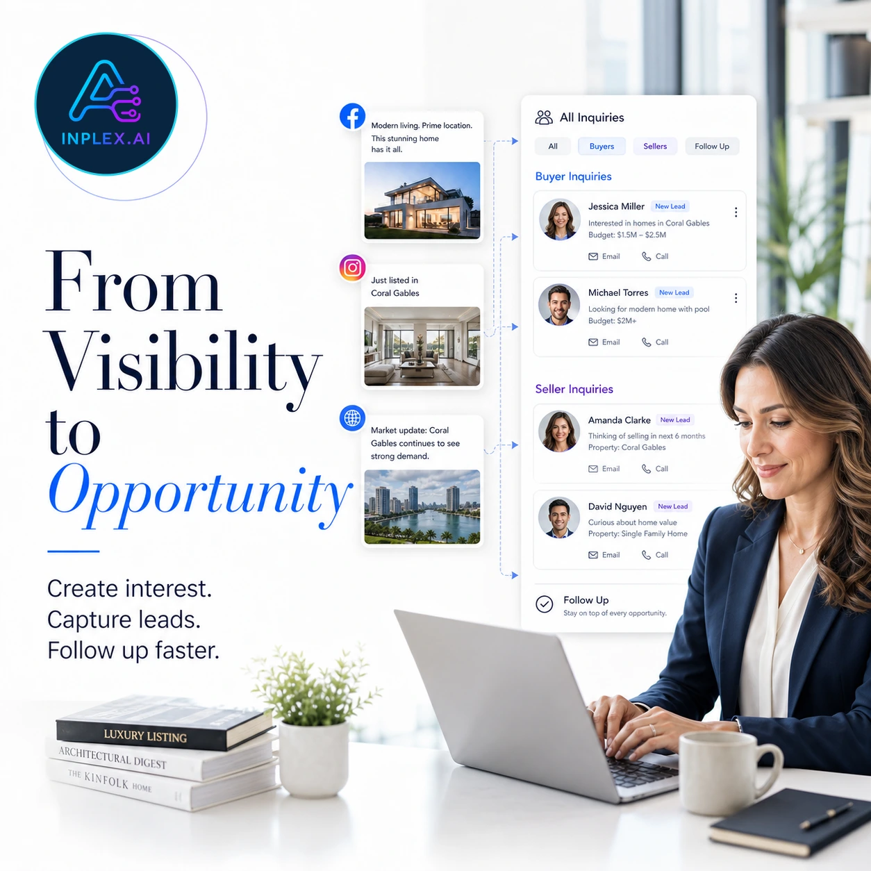 Inplex.ai website visibility and engagement producing an opportunity delivered to BoldTrail