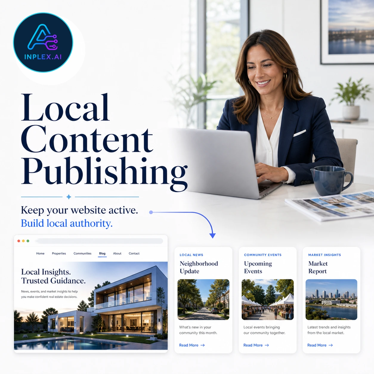 Original Inplex.ai local content published to a connected BoldTrail real estate website